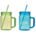 Plastic Mason Jar w/Handle,Drinking Jar